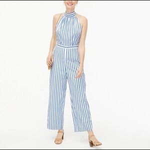 J.Crew Factory Blue Striped Sleeveless Tie back Halter
Back Zip Jumpsuit Size 00